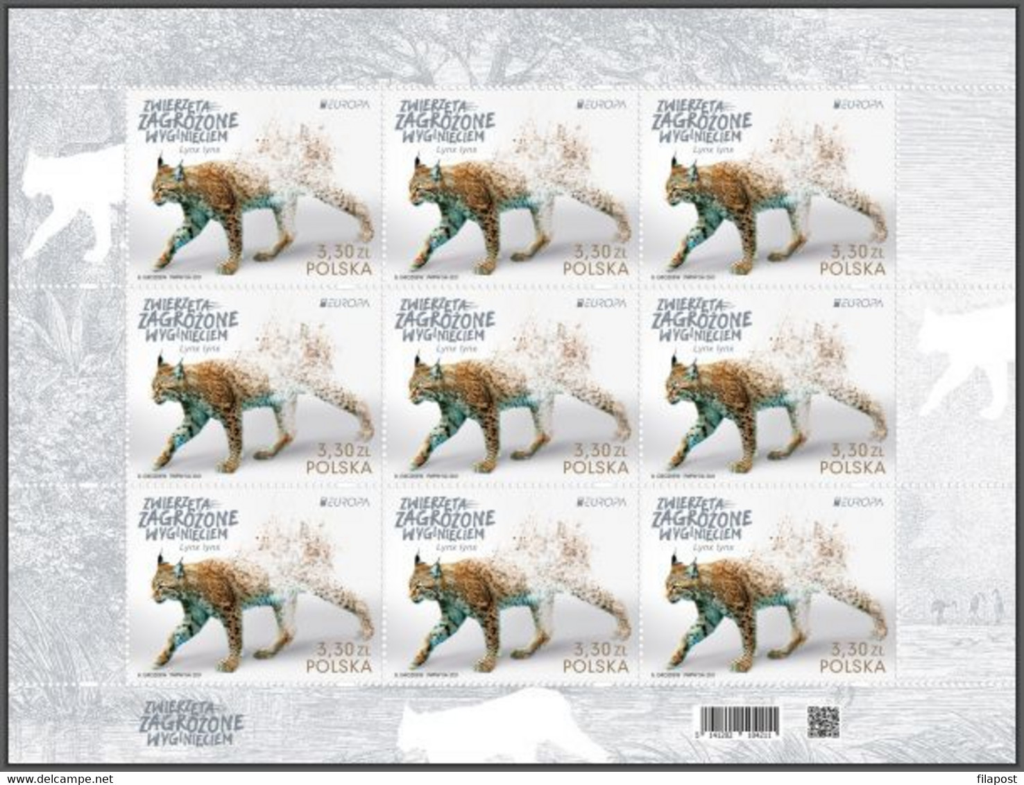 Poland 2021 Europa Endangered Animals, Lynx, Wild Animal, Species, Forest, Big Cat, Environment / Full Sheet MNH** New! - Feuilles Complètes