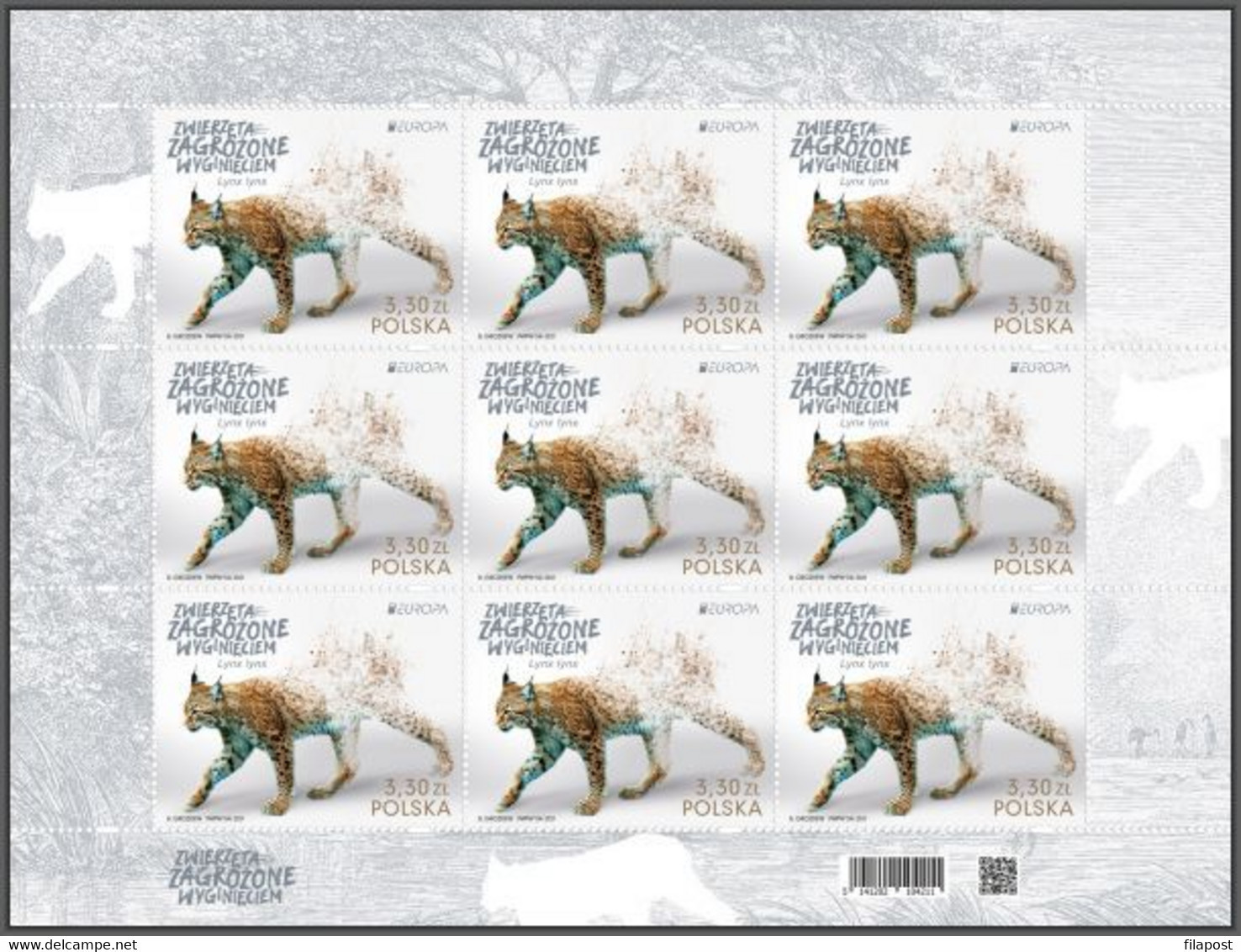 Poland 2021 Europa Endangered Animals, Lynx, Wild Animal, Species, Forest, Big Cat, Environment / Full Sheet MNH** New! - Full Sheets