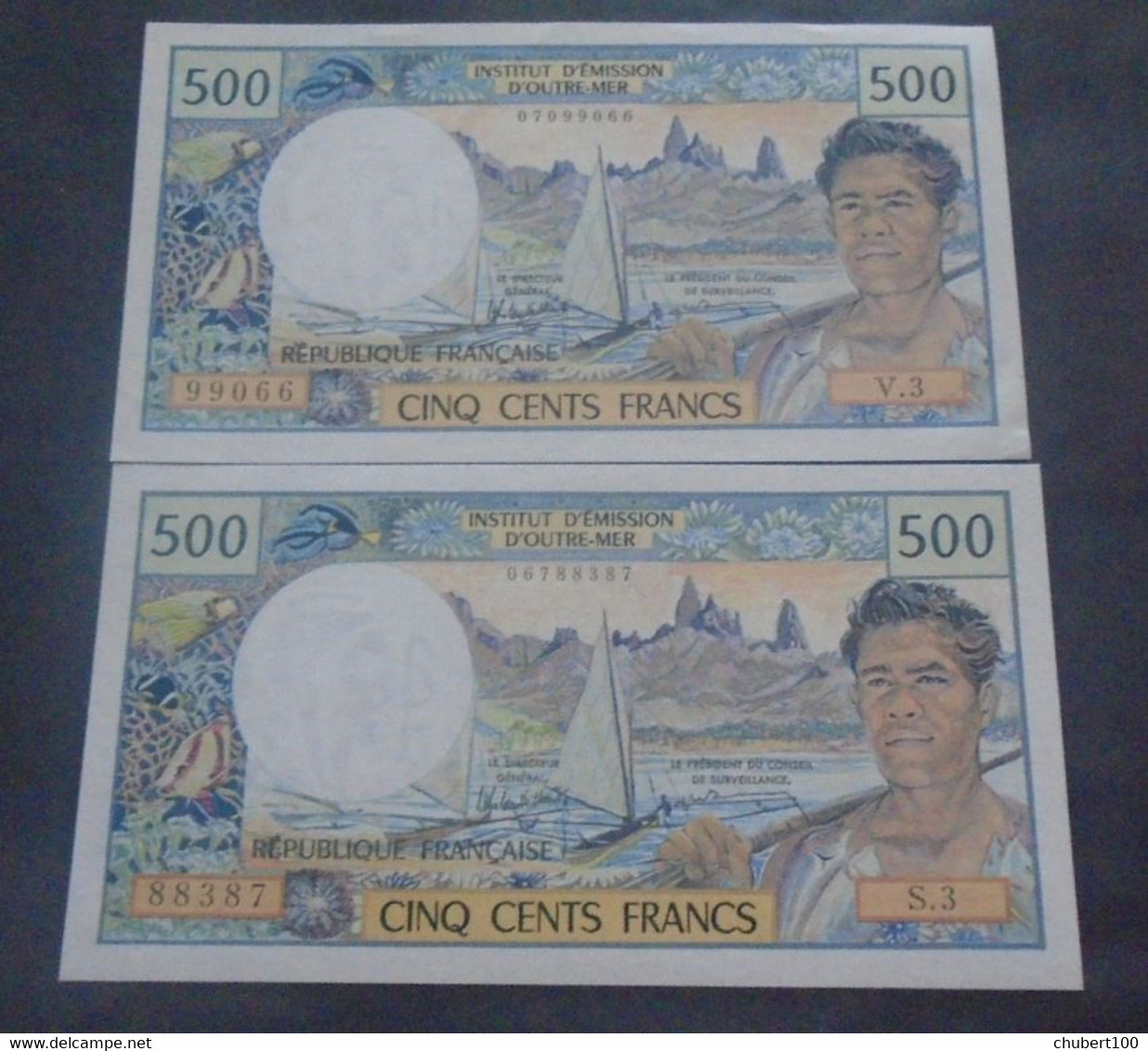 TAHITI  , P 25d , 500 Francs , ND 1985 ,  UNC Neuf  , 2 Notes - Papeete (French Polynesia 1914-1985)