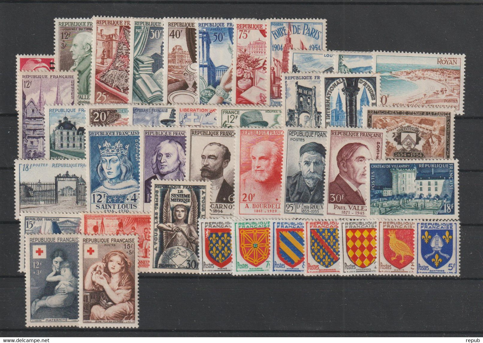 France Année Complète 1954 Du 968 Au 1007, 40 Val ** MNH - 1950-1959