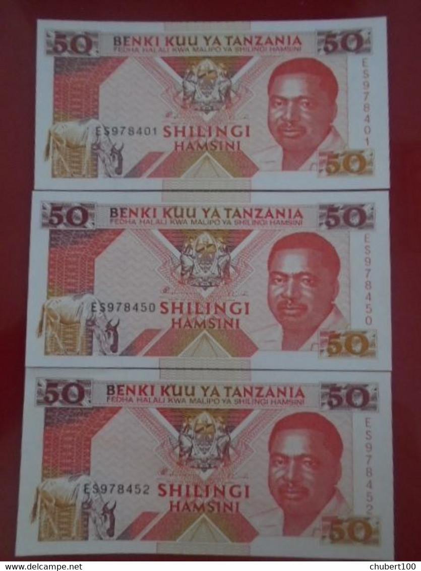 TANZANIA  , P 23 , 50 Shillings ,  ND 1993 ,  UNC Neuf  , 3 Notes - Tansania