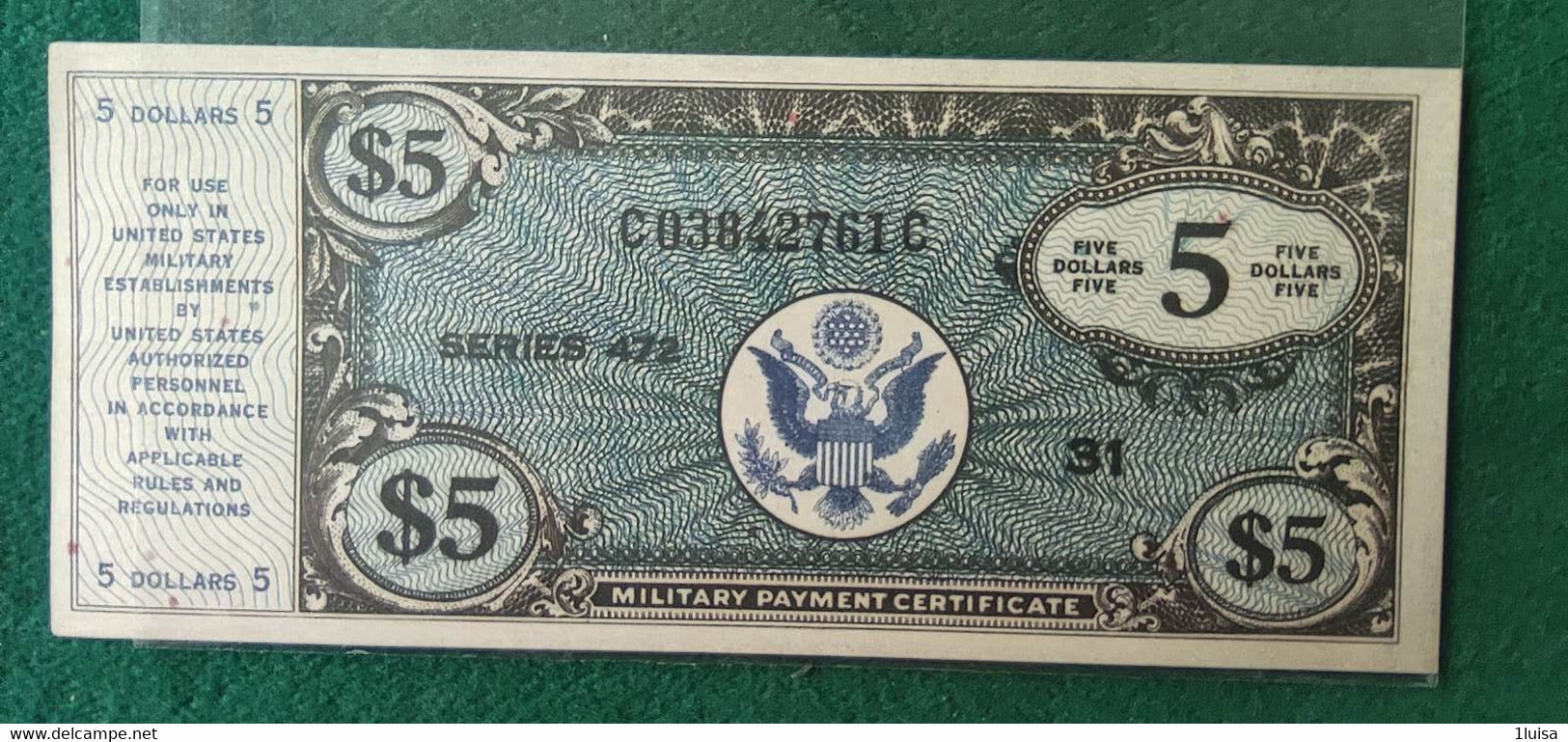 STATI UNITI 5 Dollars Serie 472 COPY - 1948-1951 - Serie 472