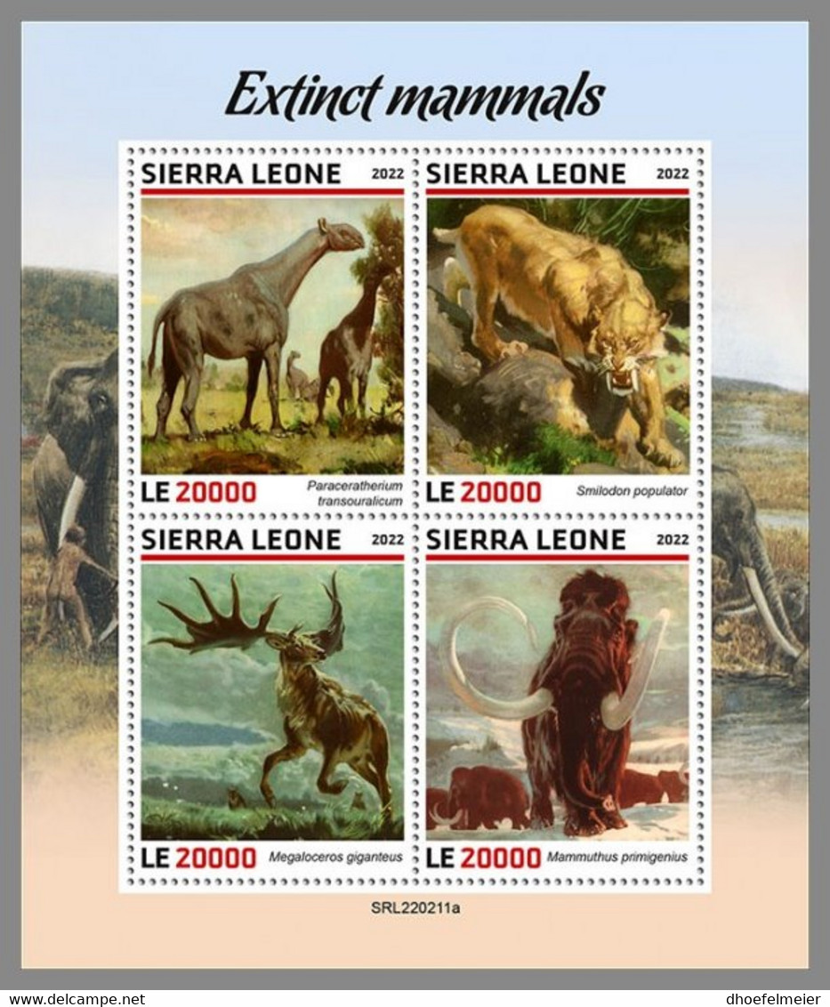 SIERRA LEONE 2022 MNH Extinct Mammals Ausgestorbene Säugetiere Mammiferes Eteints M/S - OFFICIAL ISSUE - DHQ2229 - Prehistorisch