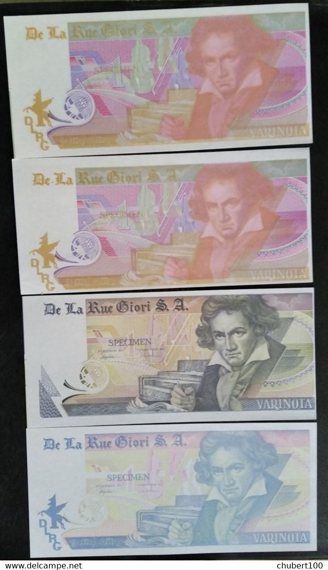 TEST NOTE  , De La Rue Giori  Varinota , Color Trial  , 4 UNC Notes With Beethoven , 60% Discount - [ 8] Fakes & Specimens