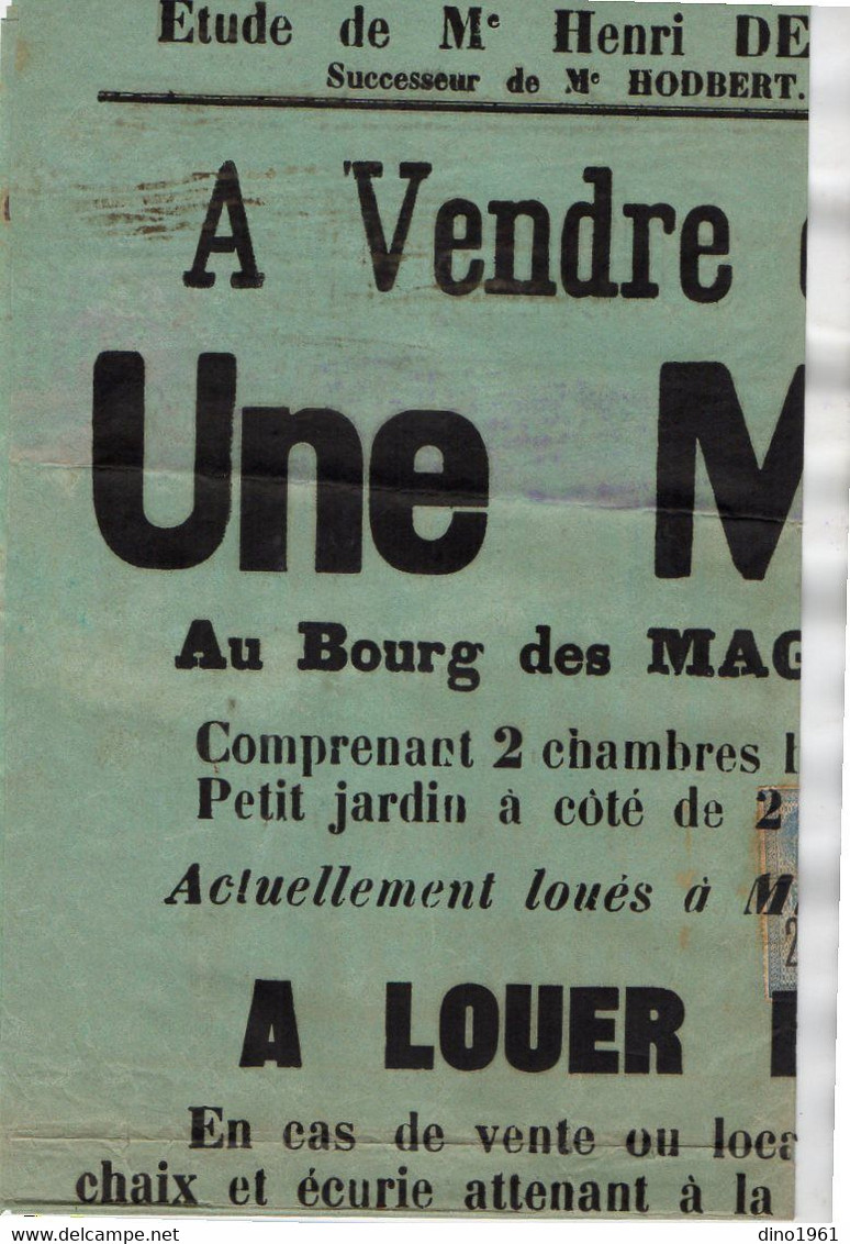 VP20.272 - Affiche - Me DEBRAY Notaire à LUCON - Maison à Vendre & 1Pièce De Terre Au Bourg De MAGNILS - REGNIERS - Manifesti