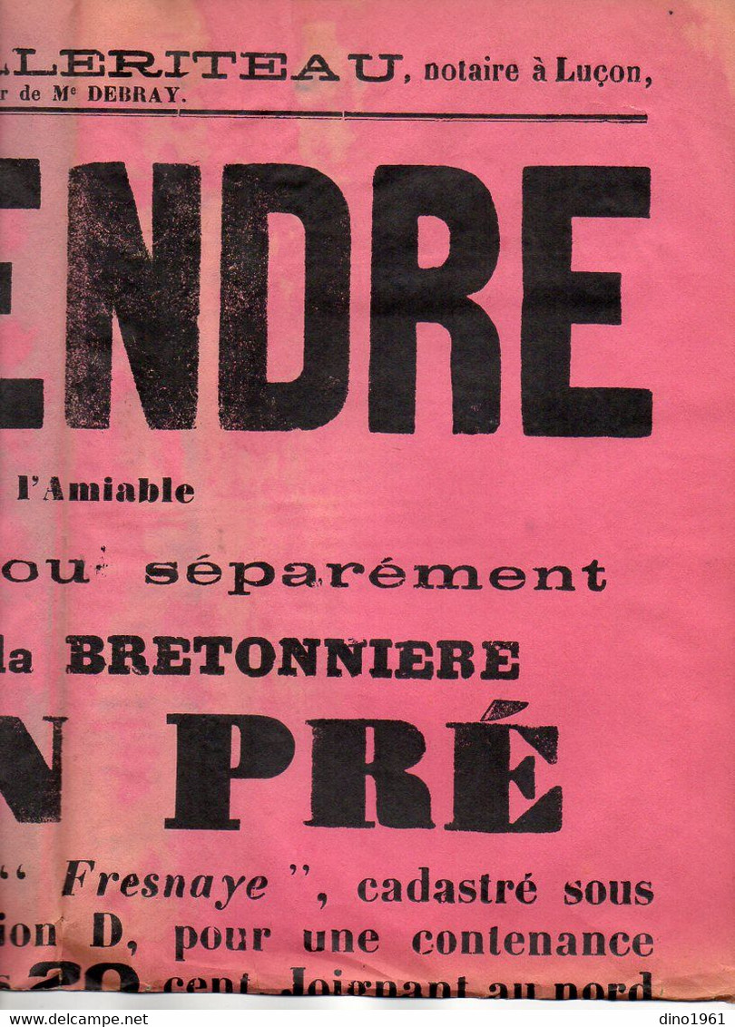 VP20.273 - Affiche - Me HILLERITEAU Notaire à LUCON - A Vendre 3 Prés Situés Commune De LA BRETONNIERE - Manifesti