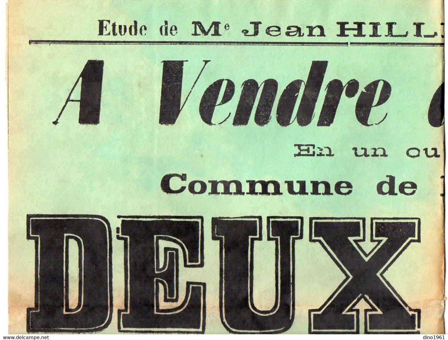 VP20.275 - 1951 - Affiche - Me HILLERITEAU Notaire à LUCON - A Vendre 2 Prés Situés Commune De LA BRETONNIERE - Afiches