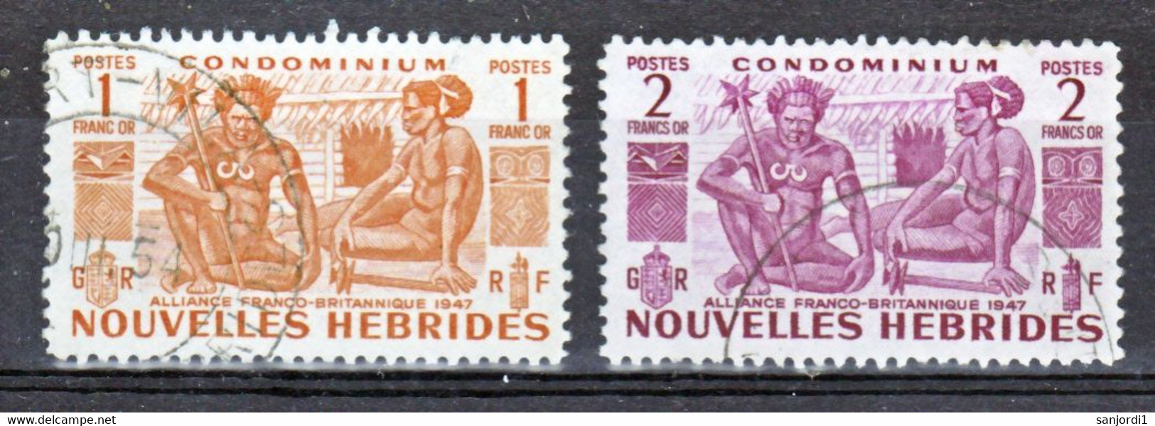Nouvelles Hébrides 152/153 Indigènes Oblitéré Used Cote 52 - Oblitérés