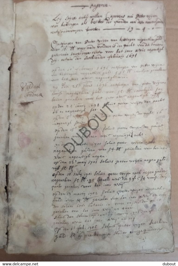 Cijnsboek Tongeren - 1693 - Familie Jaddoulle - Hamonts   (S218) - Antiguos