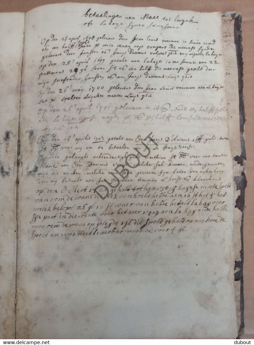 Cijnsboek Tongeren - 1693 - Familie Jaddoulle - Hamonts   (S218)