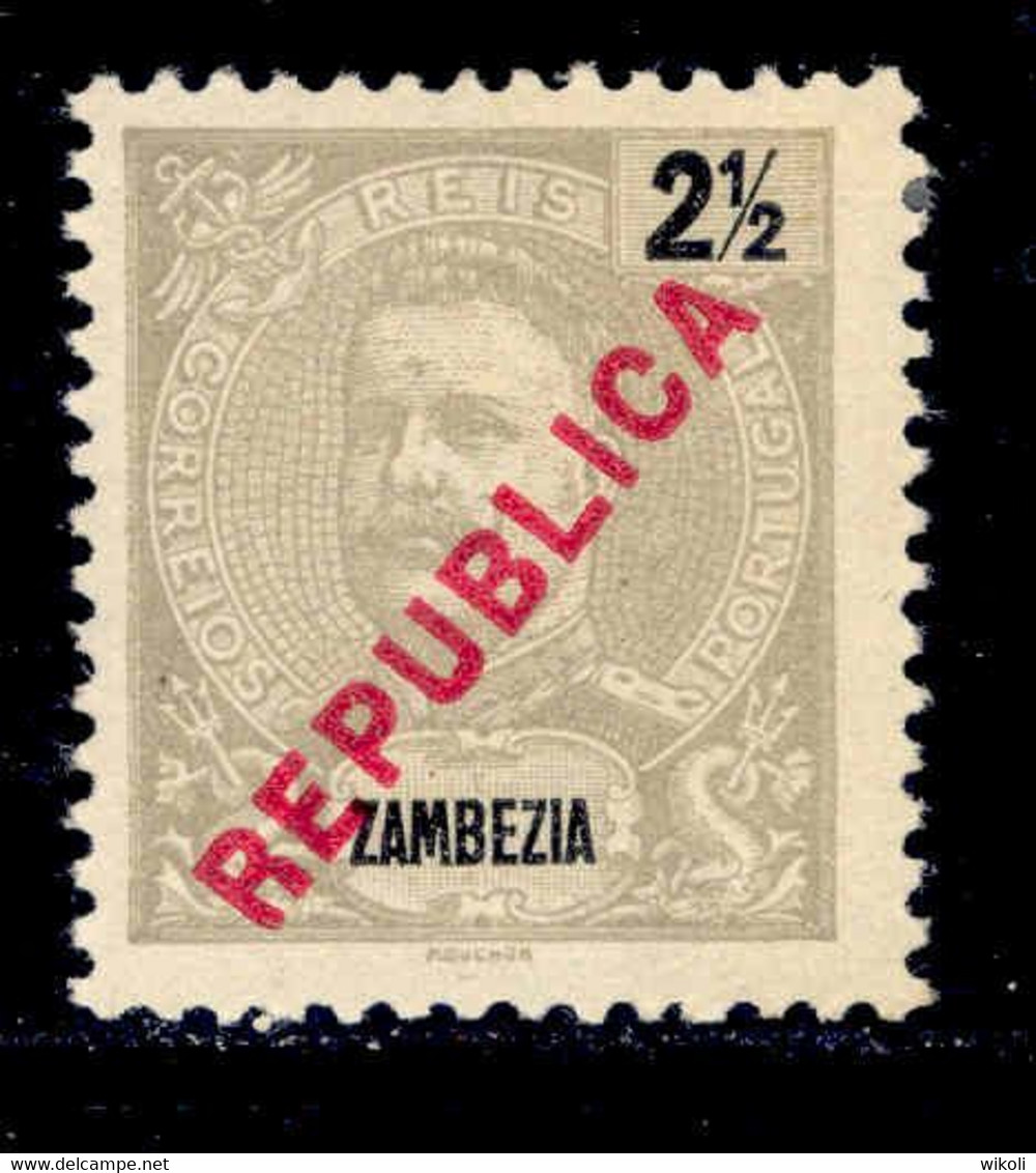 ! ! Zambezia - 1917 D. Carlos Local Republica 2 1/2 R - Af. 90 - MH - Sambesi (Zambezi)