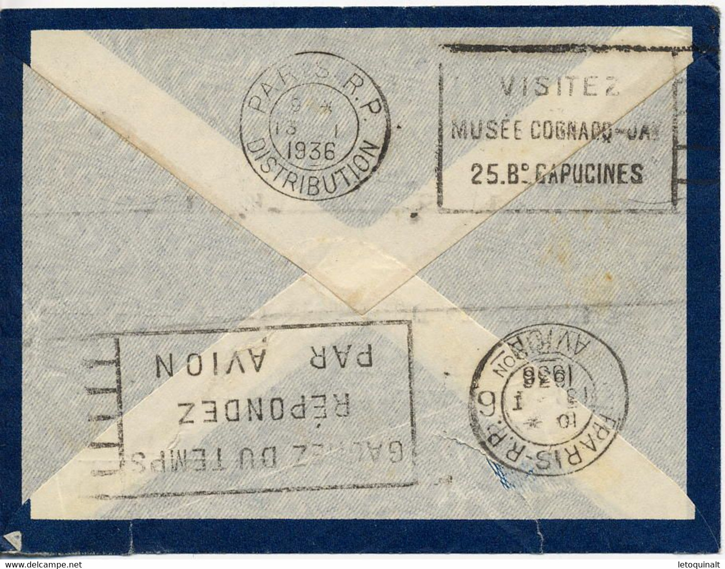 Lettre Par Avion Cochinchine - 1936 - Saïgon Pour Paris - Covers & Documents