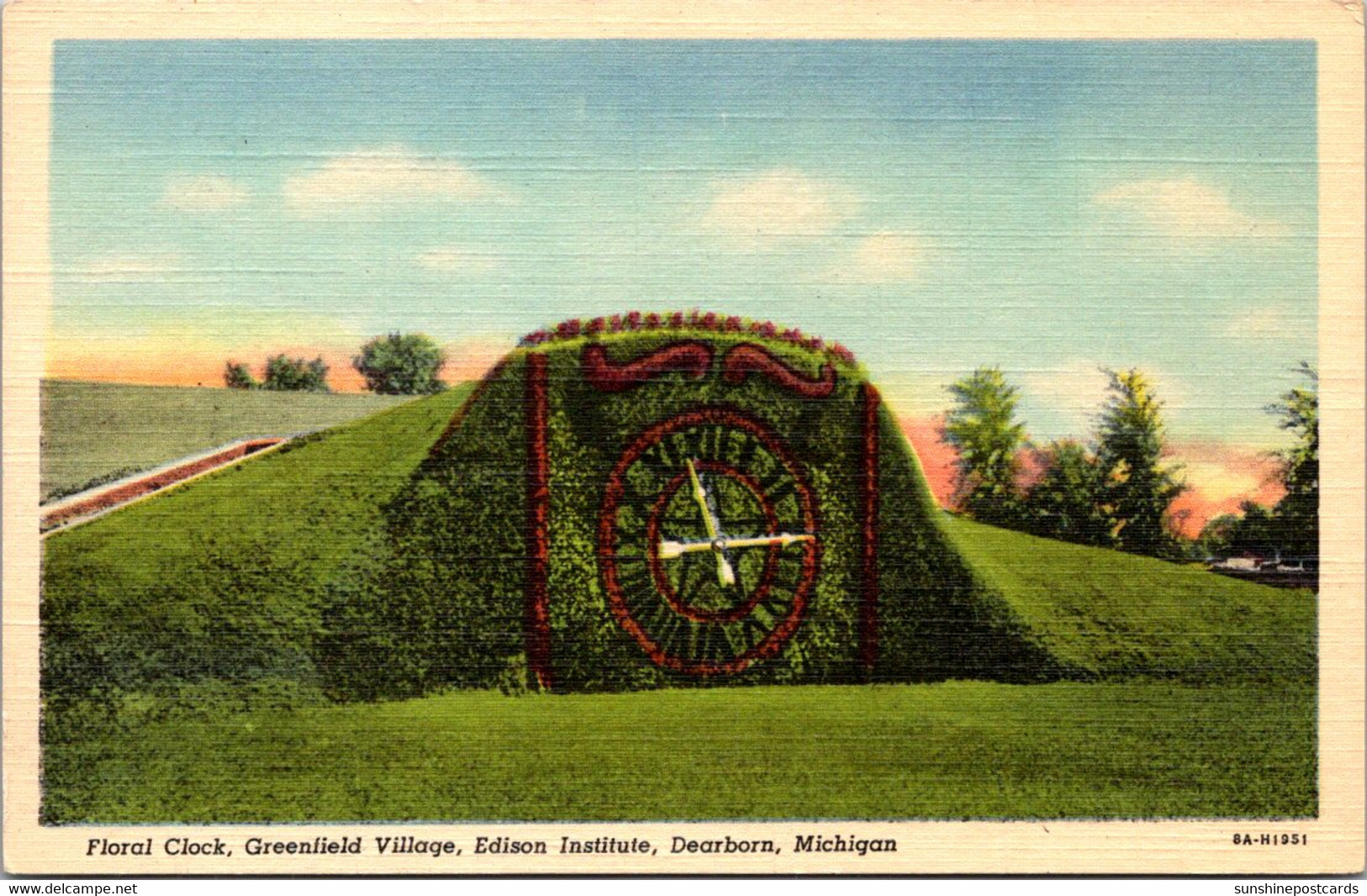 Michigan Dearborn Edison Institute Greenfield Village Floral Clock Curteich - Dearborn