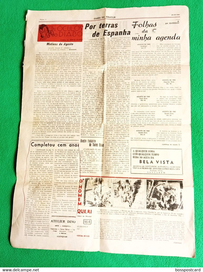 Torres Novas - Jornal Diário Do Ribatejo Nº 530 De 26 De Agosto De 1969 - Imprensa. Santarém. Portugal. - Algemene Informatie