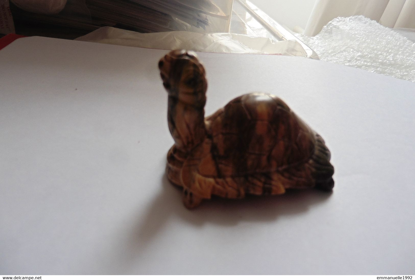 Figurine Tortue D'Asie Chine Vietnam En Pierre Dure Ou Marbre Saponite Sculptée - Animaux