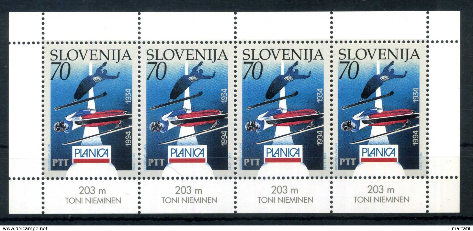 1994 SLOVENIA Minifoglio MNH ** 78 Campionati Del Mondo Di Salto Con Gli Sci, Ski, 60° Anniversario - Slovenië