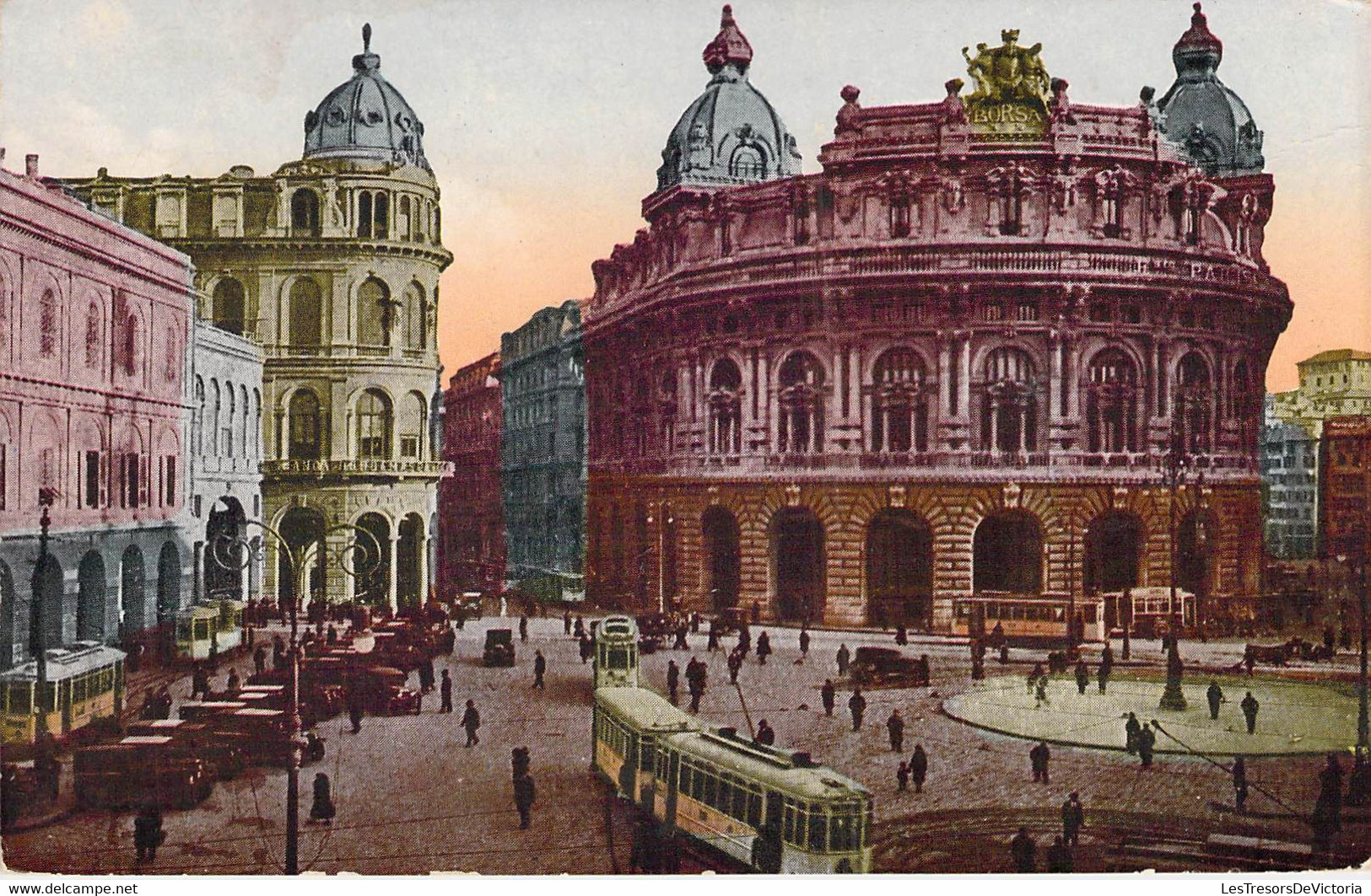 CPA - SUISSE - GENOVA - Piazza De Ferrari - Colorisée - Tramway - Vieux Véhicule - Autres & Non Classés