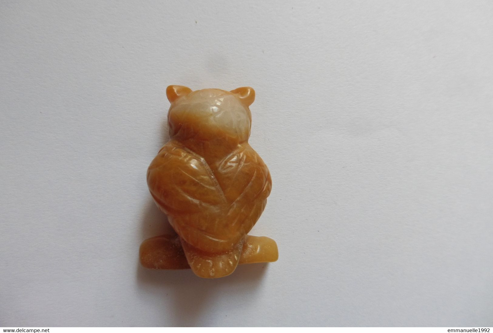 Figurine Décoration Chouette Hibou En Pierre Dure Marbre Jade Quartz Ou Saponite - Animals