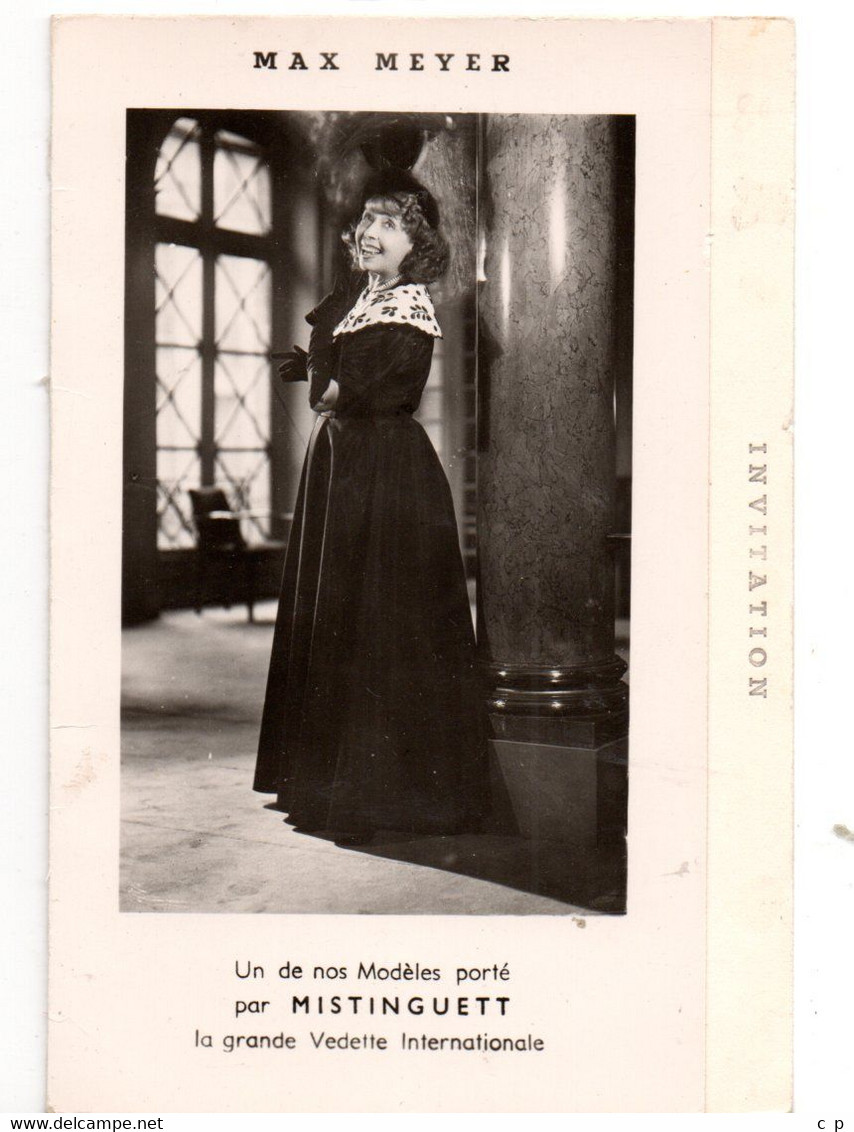 Mistinguett - Max Meyer  -  Carte Double - Invitation - CPA°Coll - Femmes Célèbres