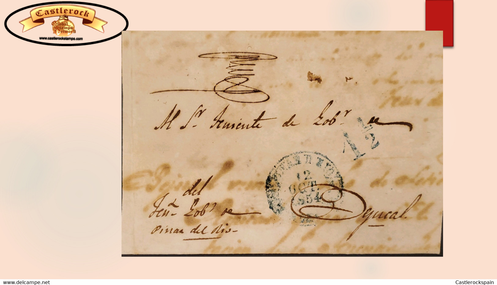 O) 1854 CUBA, PRESTAMP. PREPHILATELIC,CIRCULATED FROM PINAR DEL RIO, FINE - Voorfilatelie