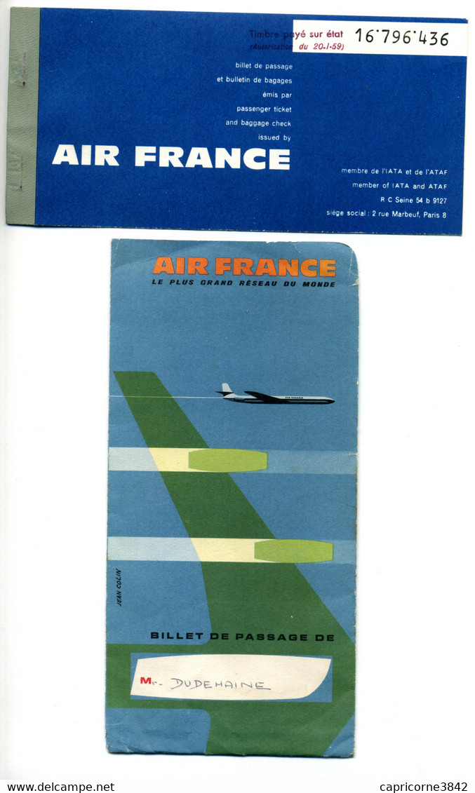 1959 - Billet D'avion Par Air France En Agérie De Tébessa à Bone Pour Un Militaire En Service En Algérie - Wereld