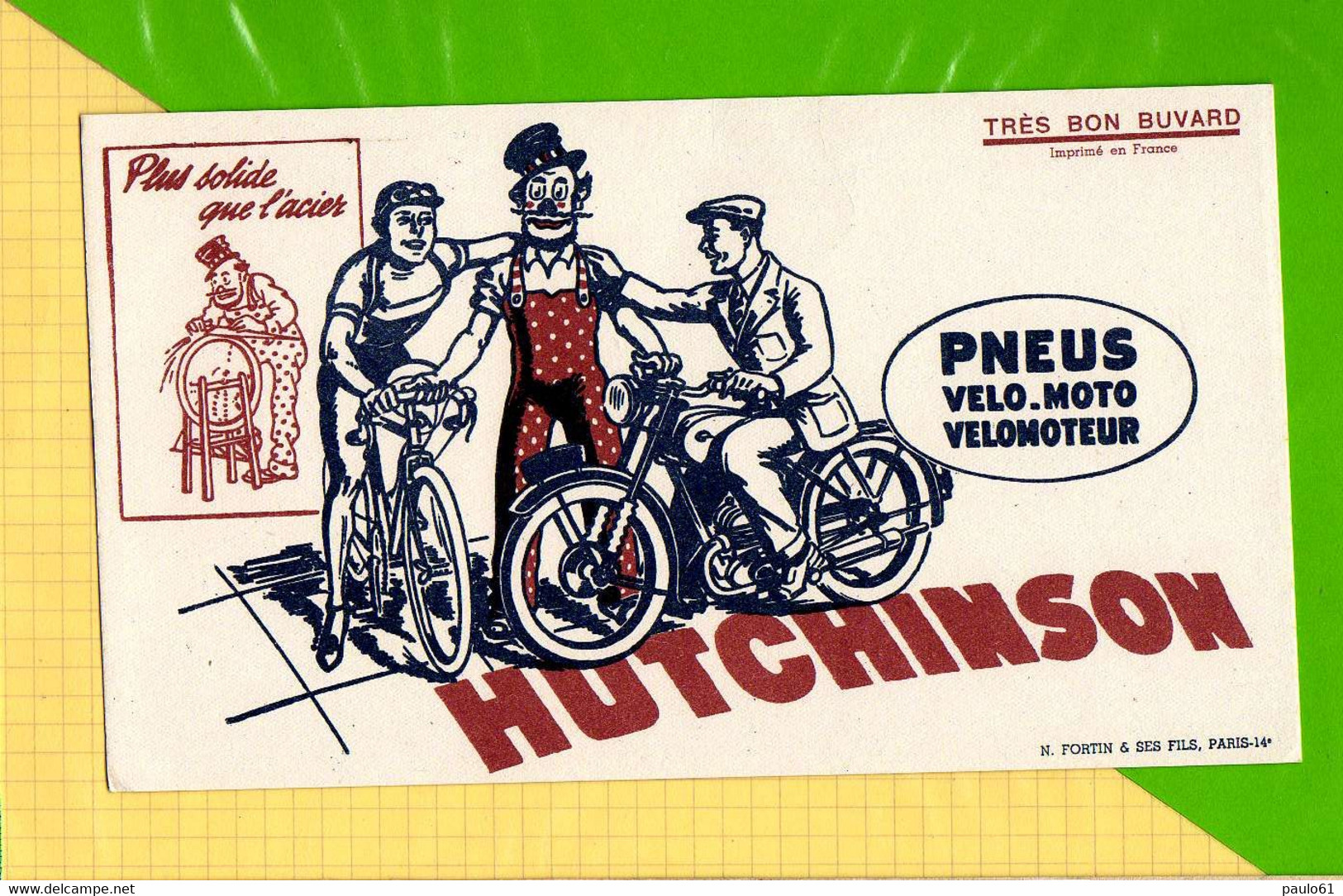 Buvard &amp; Blotting Paper : Pneu Velo Moto Velomoteur HUTCHINSON - Moto & Bicicletta