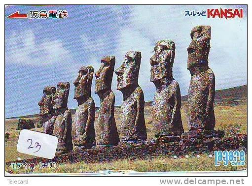 Carte CHILE Reliée (23) Statues Moai ILE DE PAQUES - EASTER ISLAND *Card CHILI  Related - Japan - Paesaggi