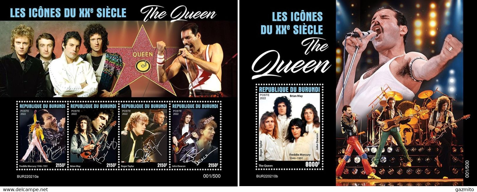 Burundi 2022, Music, Queen, 4val In BF+BF - Unused Stamps