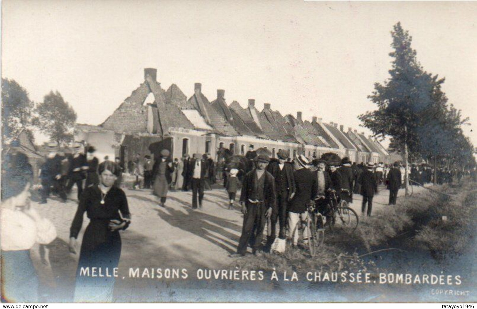 Melle  Maisons Ouvrières A La Chaussée Bombardées Carte Photo Animée N'a Pas Circulé - Melle