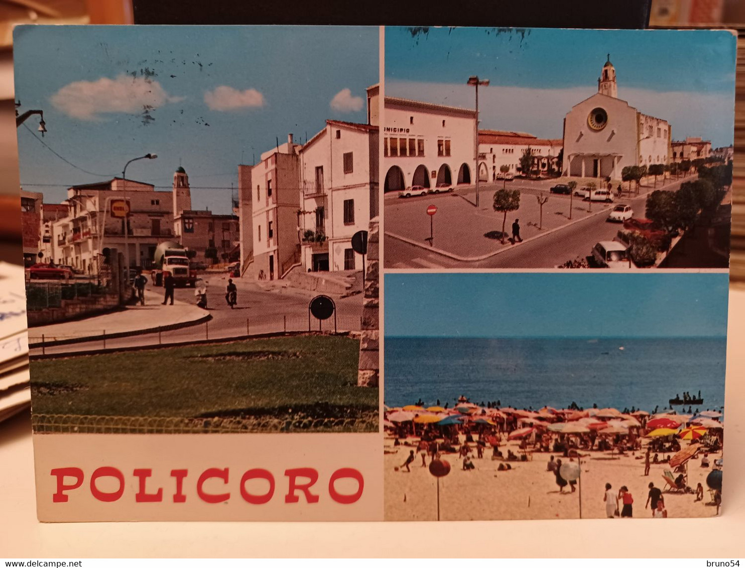 Cartolina Policoro Prov Matera ,distributore Shell, Spiaggia, Municipio 1972 - Matera