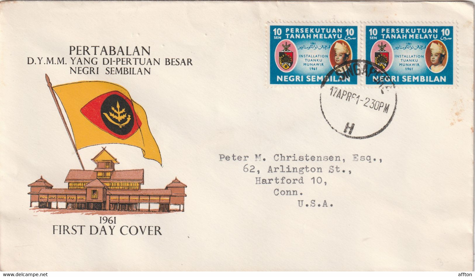 Malaysia Negri Sembilan 1961 FDC Mailed - Negri Sembilan