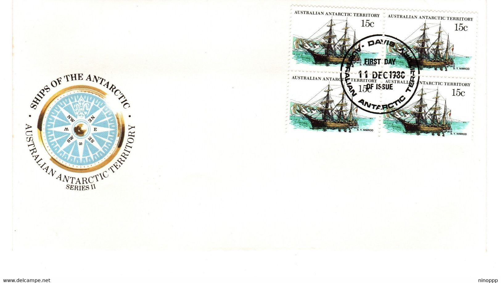 Australian Antarctic Territory 1980 Ship Nimrod 15c Block 4,Davis Base, First Day Cover - FDC