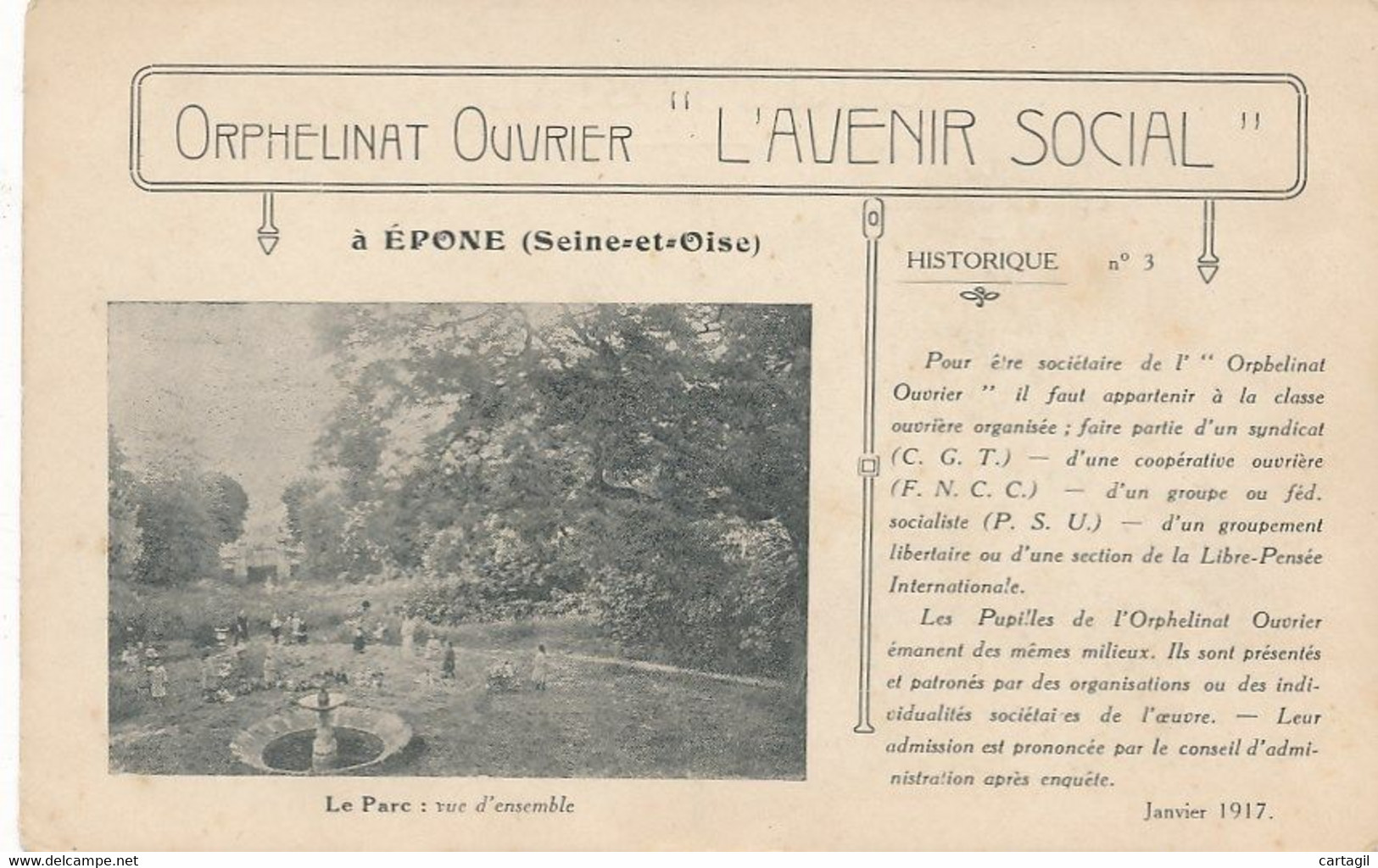 CPA ( Rare) -23600-78-Epone -Vue Du Parc De L'Orphelinat Ouvrier "L'avenir Social"-Envoi Gratuit - Epone
