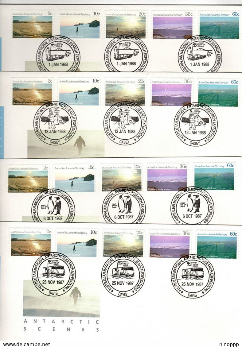 Australian Antarctic Territory 1987 Scenes,set 4 Bases First Day Cover - FDC