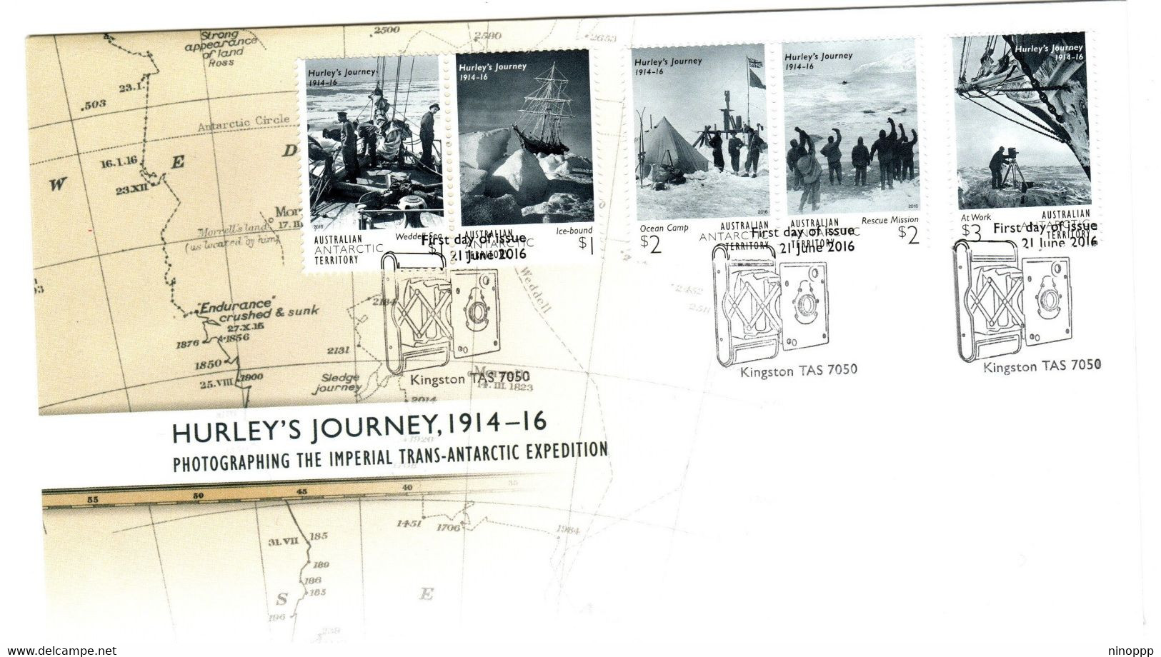 Australian Antarctic Territory 2016 Hurley's Journey, First Day Cover - FDC
