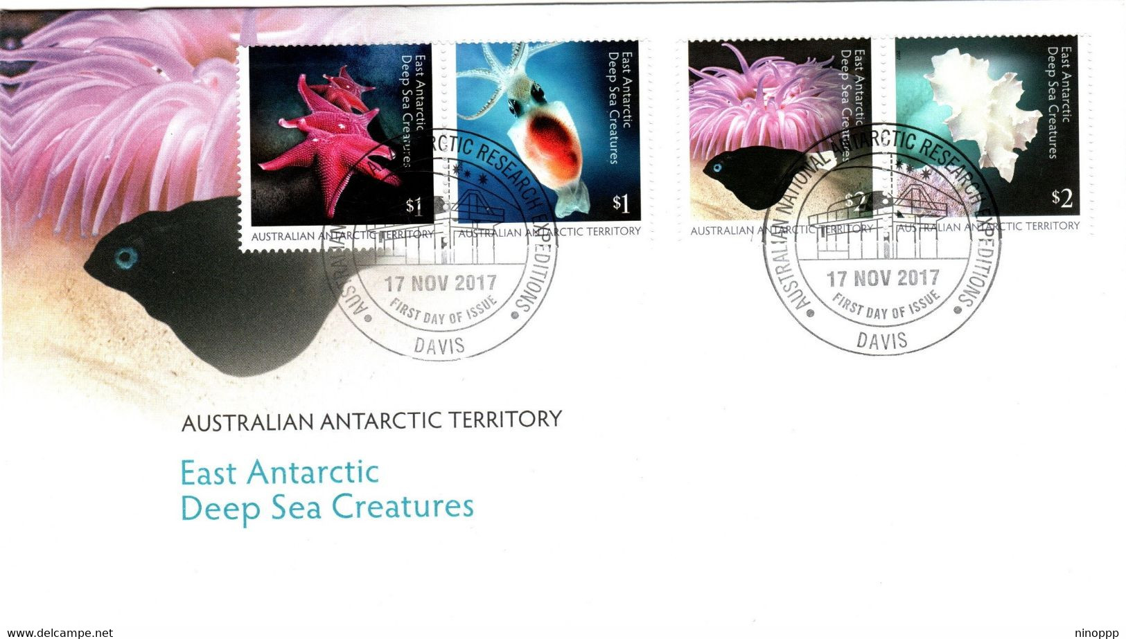 Australian Antarctic Territory 2017 Deep Sea Creatures,Davis Base, First Day Cover - FDC