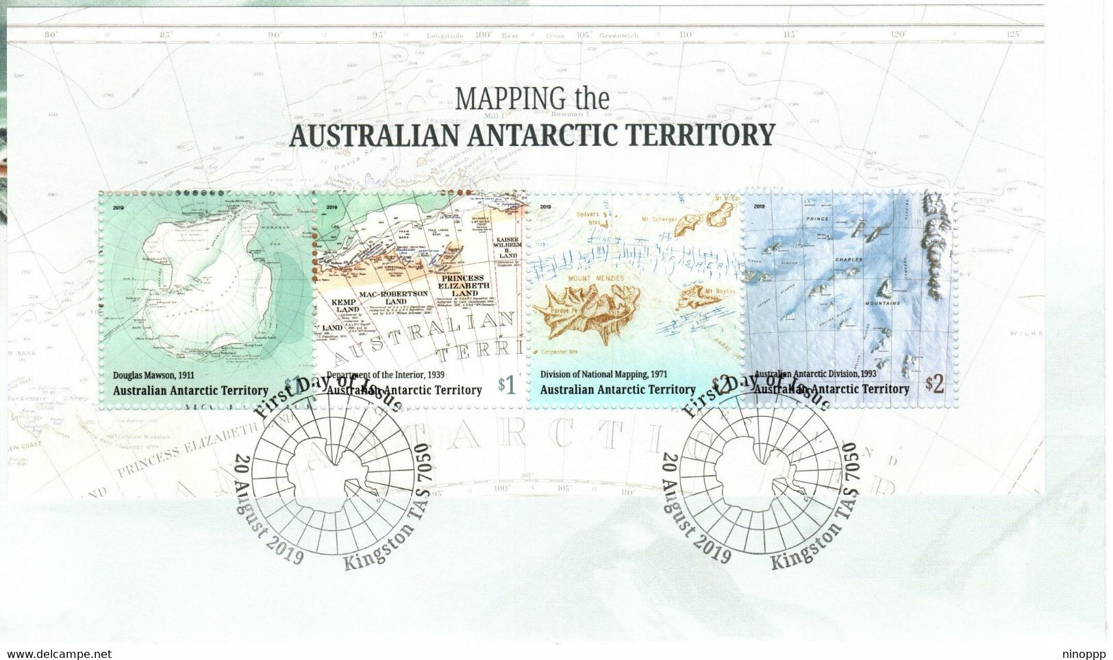 Australian Antarctic Territory 2019 Mapping,souvenir Sheet, First Day Cover - FDC