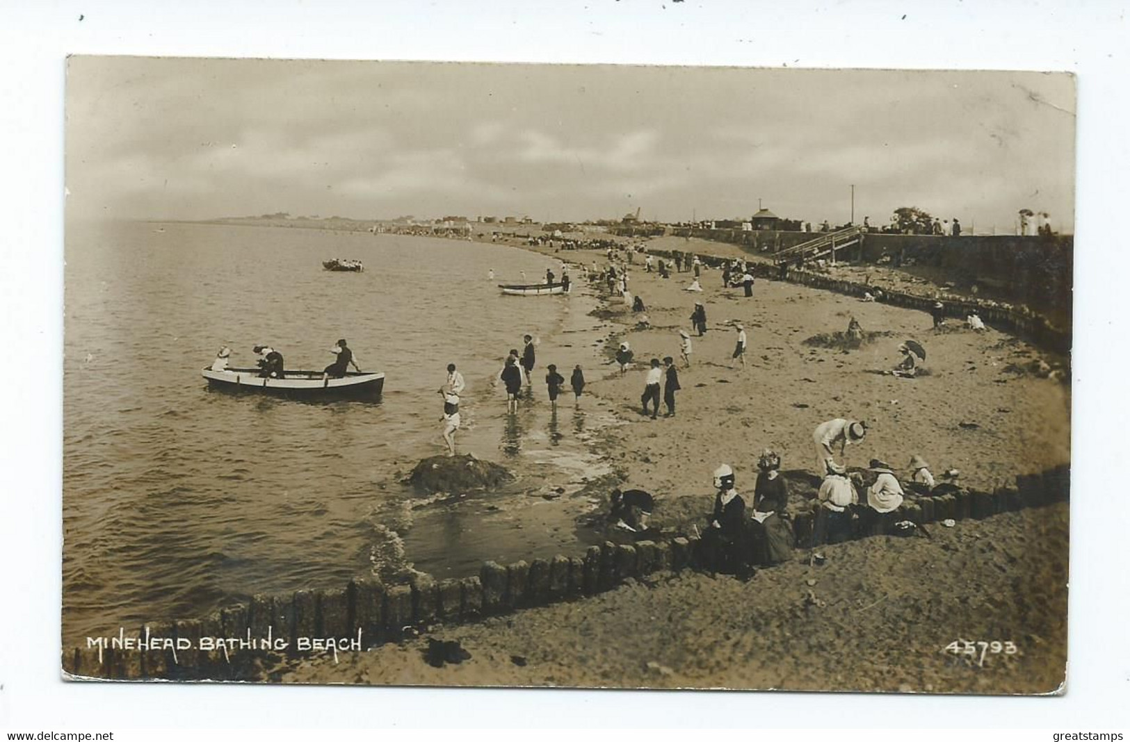 Somerset  Postcard Minehead Well Animated Rp Bathing Beach 1923 - Minehead