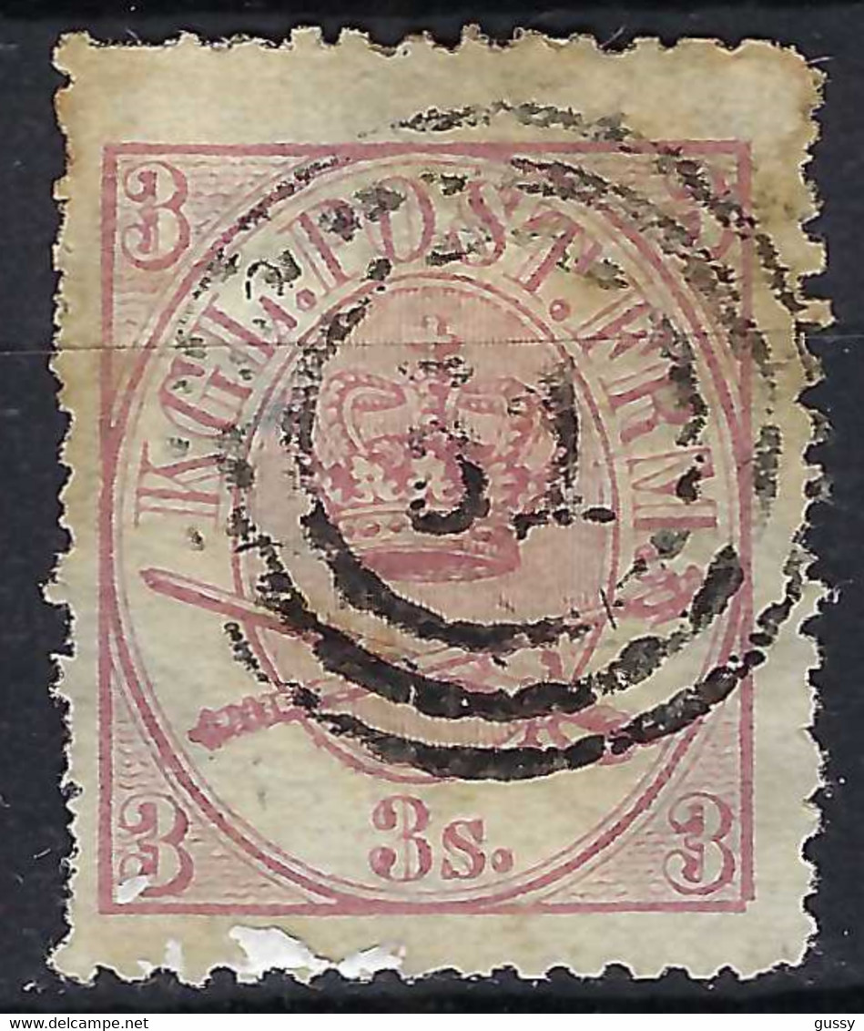 DANEMARK 1864:  Le Y&T 12, TB Obl. Chiffre "51", Des Défauts - Brieven En Documenten