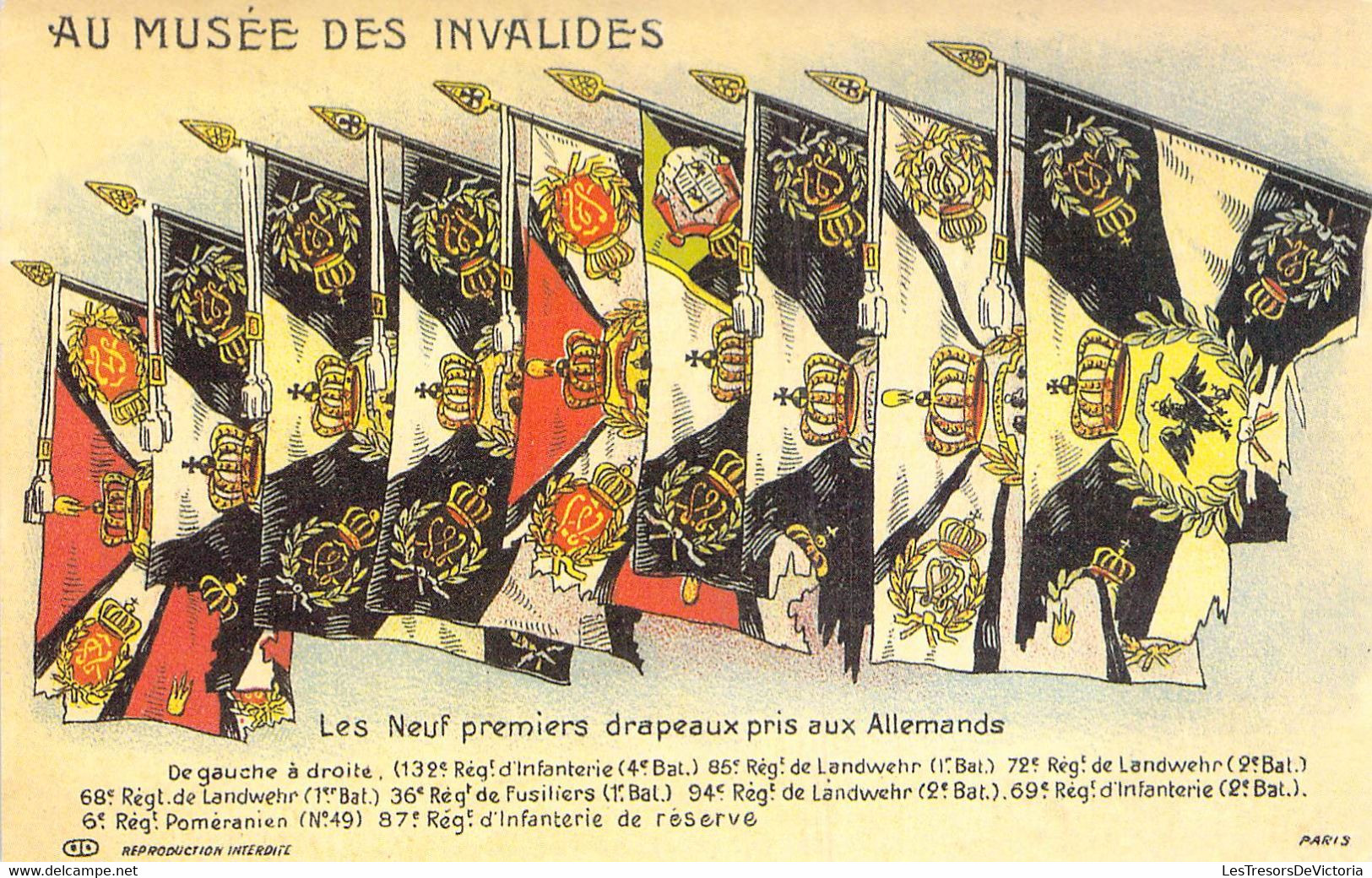 CPA - MILITARIAT - Illustration Les Neufs Premiers Drapeaux Pris Aux Allemands - Au Musée Des Invalides - Weltkrieg 1914-18