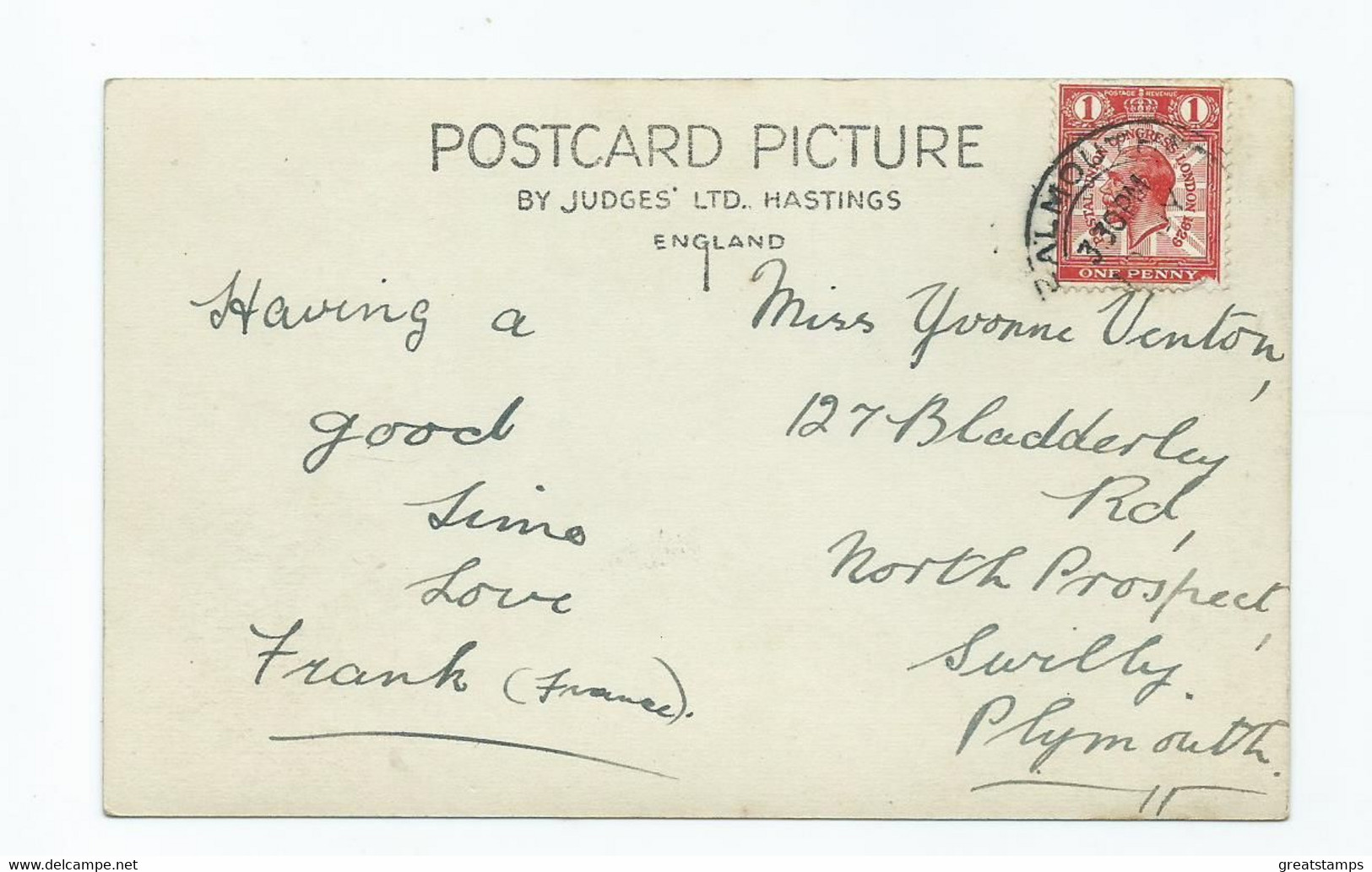 Cornwall  Postcard Maenporth Beach Rp Judges Posted 1929 Falmouth - Falmouth