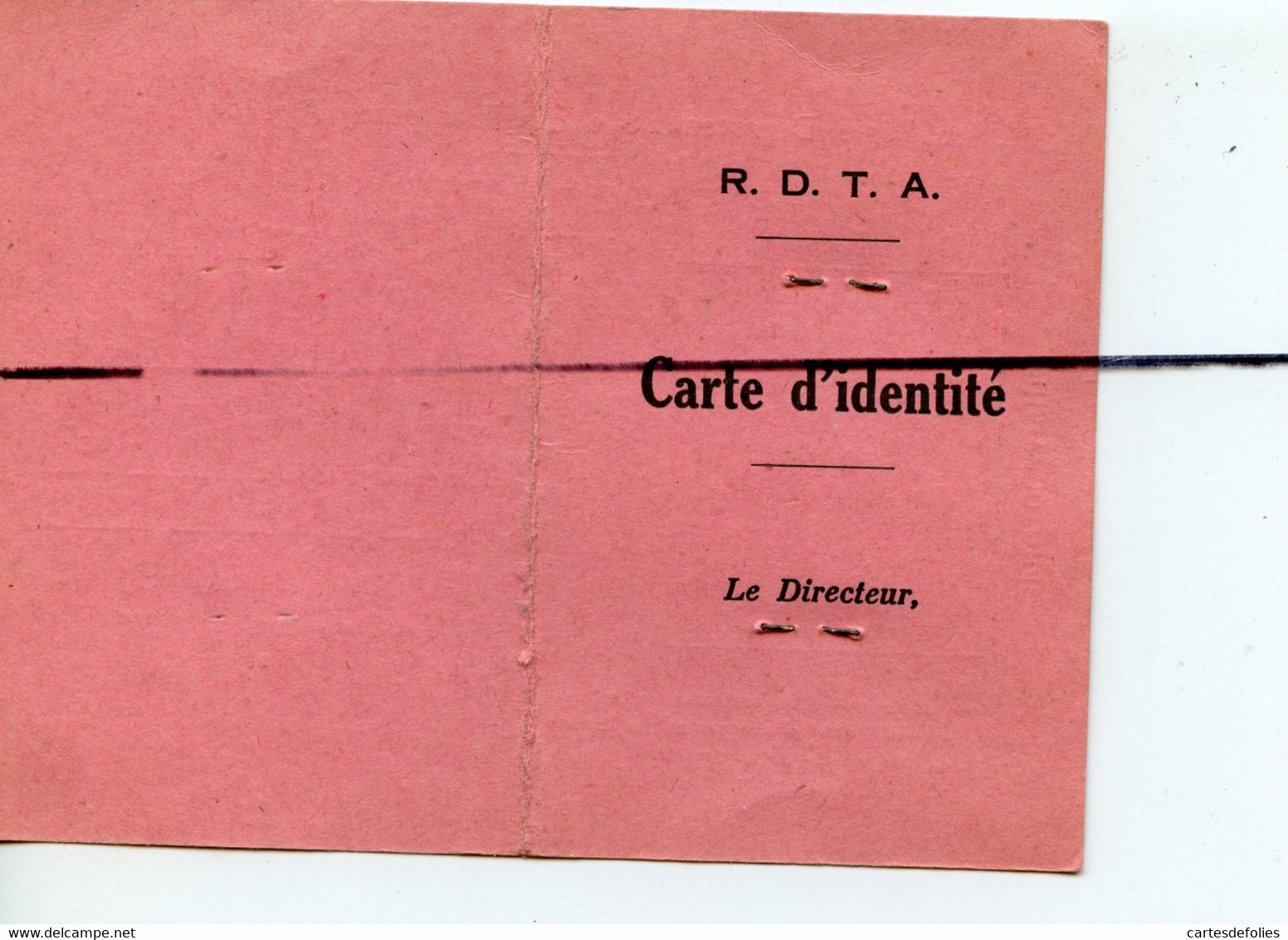 Document.  Carte Identité. R. D. T. A. Régit Départementale Des Transports ALGEROIS. - Mondo