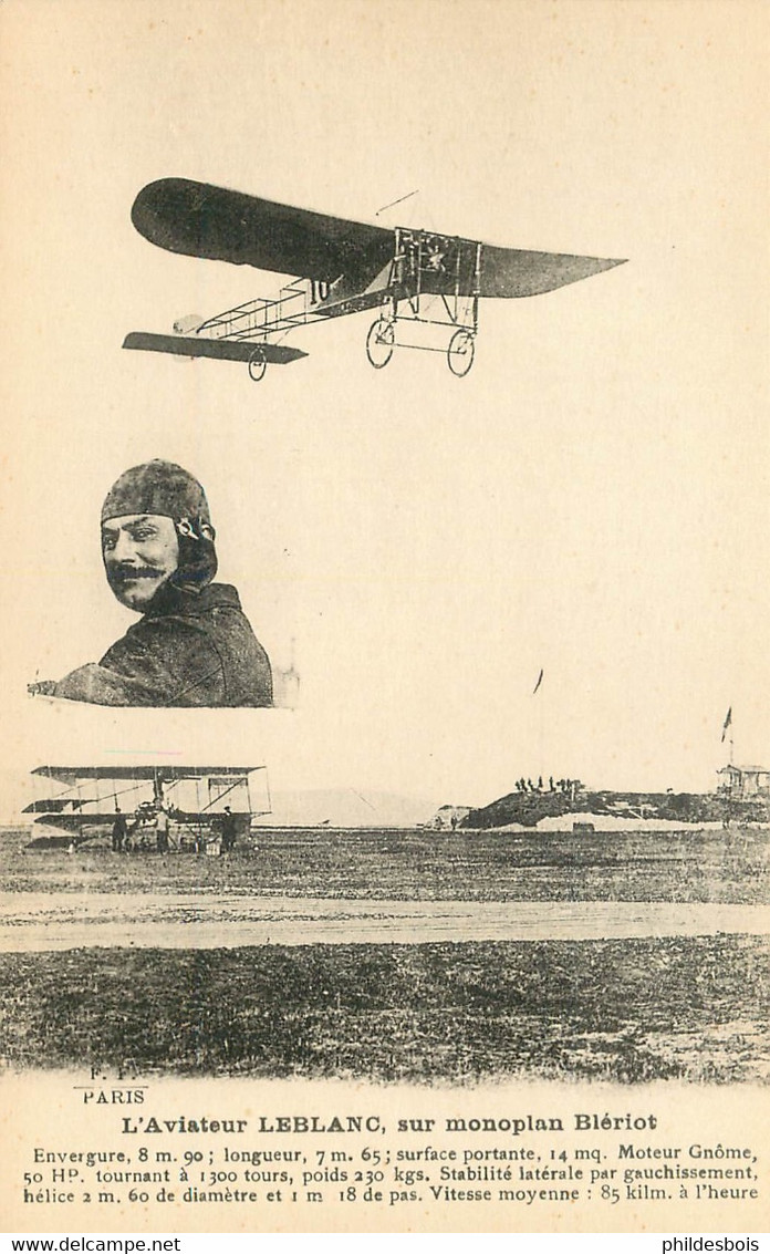 AVIATION  L'aviateur LEBLANC Sur Monoplan Blériot - Riunioni