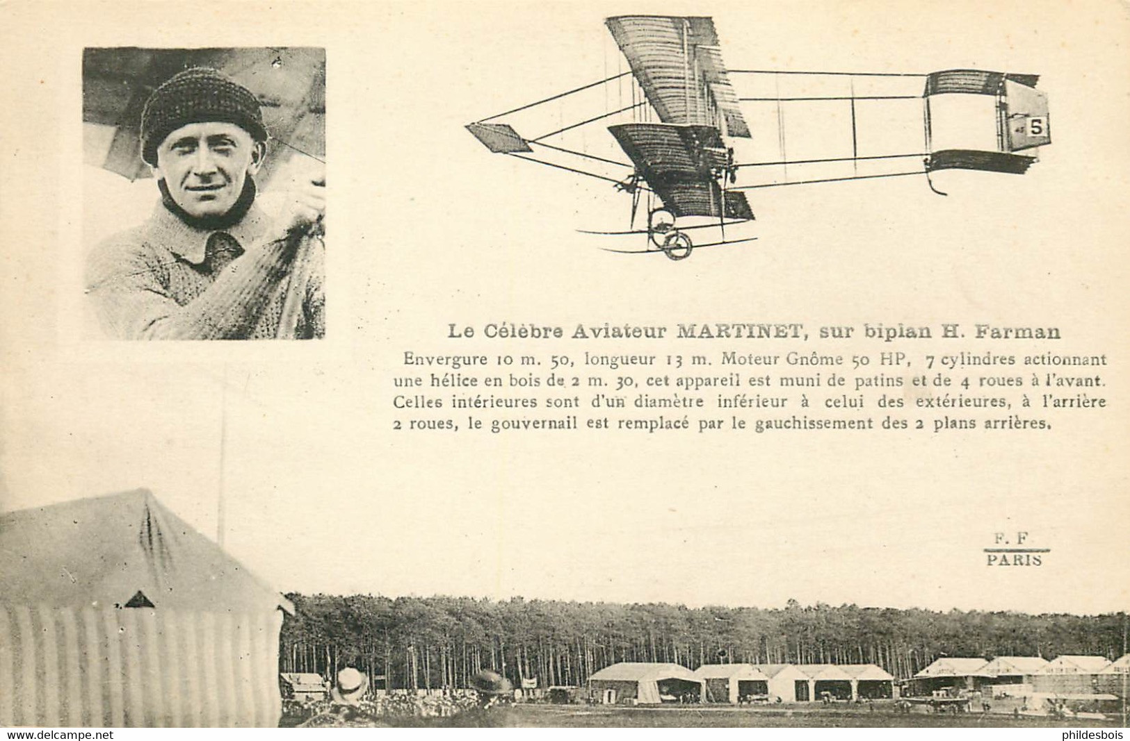 AVIATION Le Celebre Aviateur MARTINET Sur Biplan Farman - Reuniones