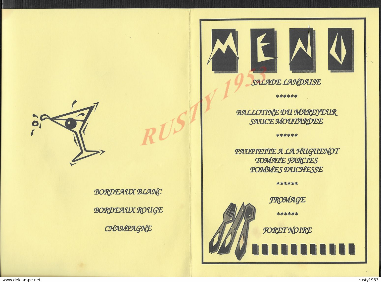 MILITARIA MENU ILLUSTRÉE SAPEURS POMPIERS MELUN 1998 : - Bomberos