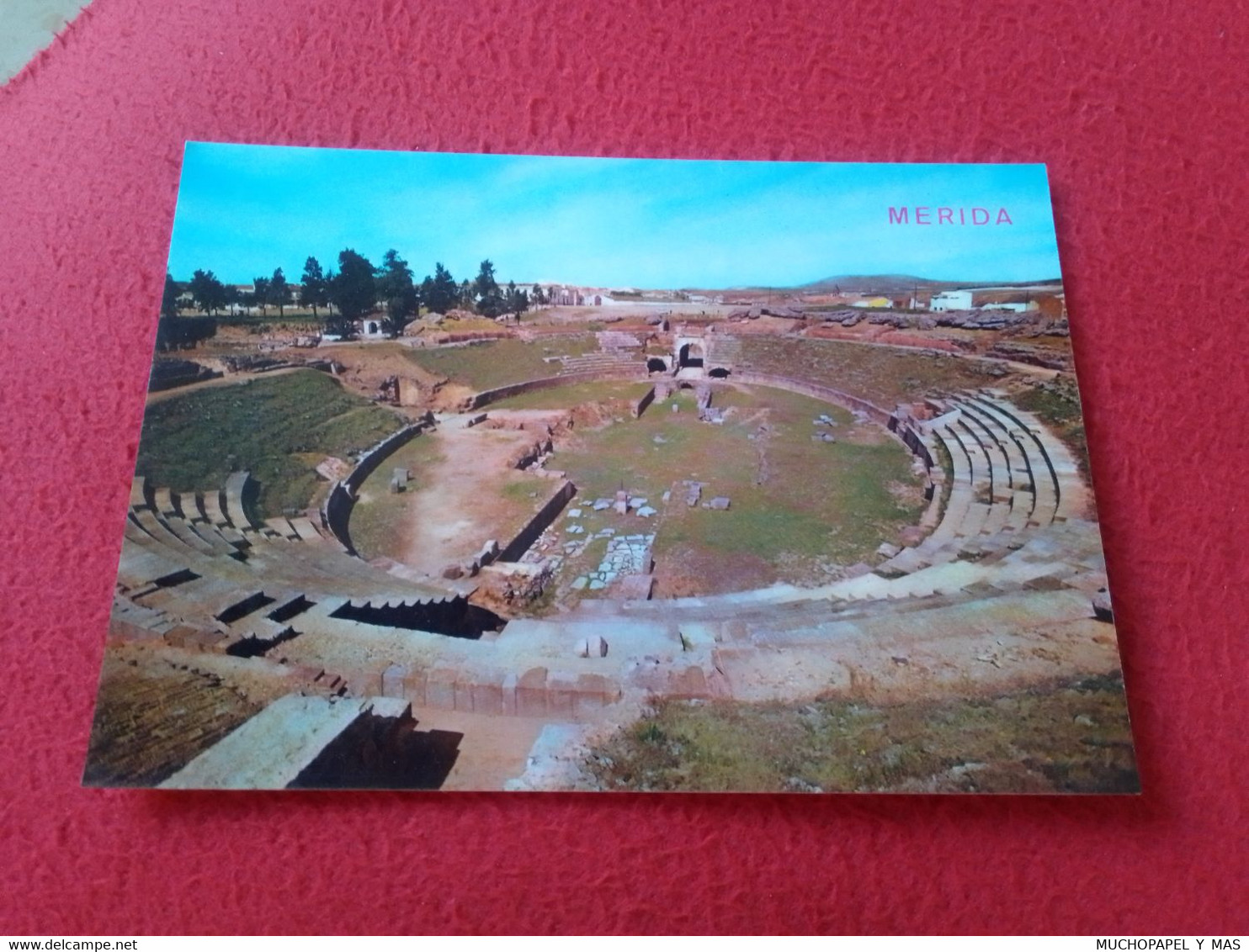 POSTAL POST CARD MÉRIDA BADAJOZ SPAIN ESPAGNE ANFITEATRO ROMANO VISTA GENERAL THE ROMAN AMPHITHEATRE GENERAL VIEW VUE... - Mérida