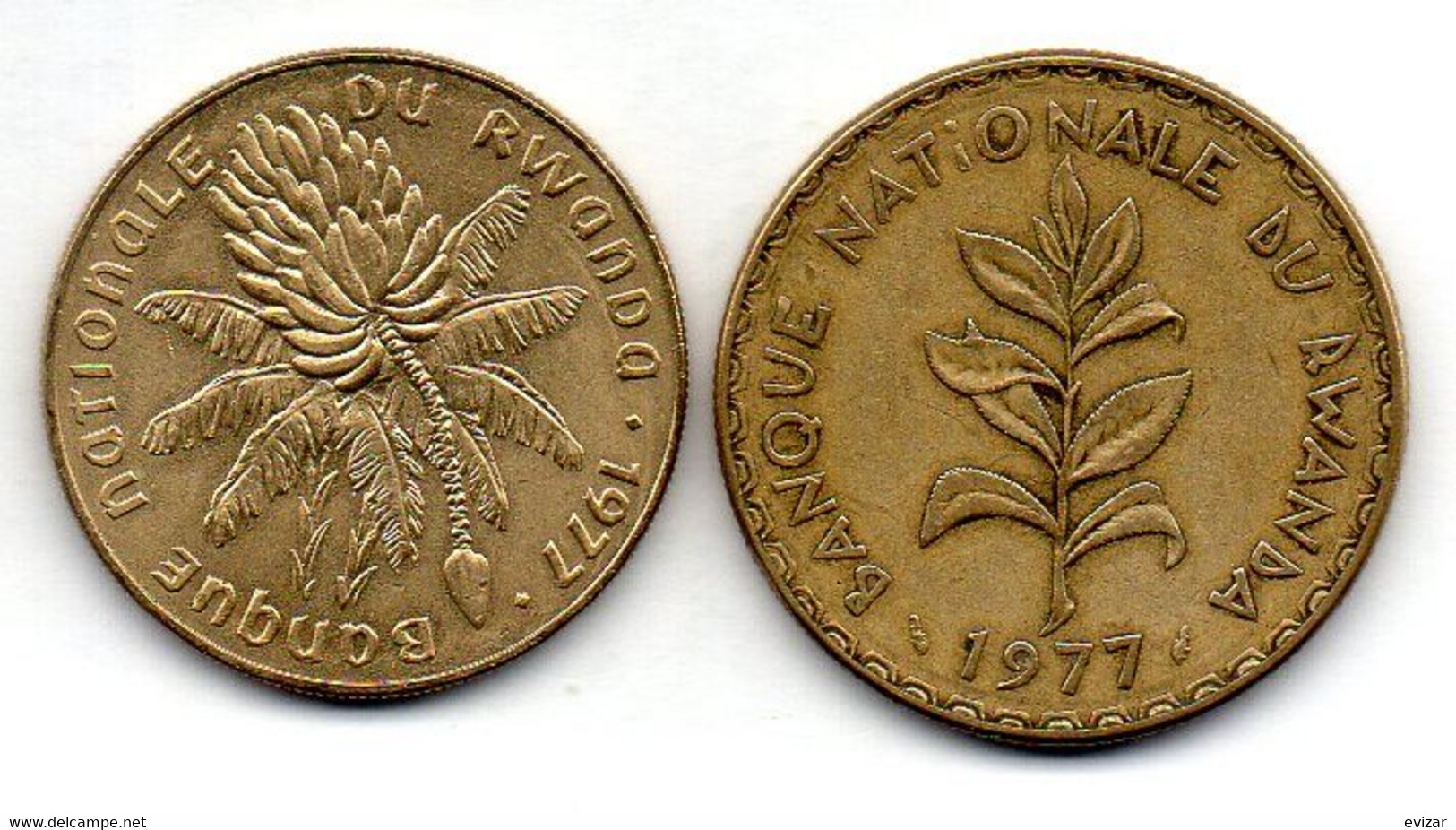 RWANDA, Set Of Two Coins 20, 50 Francs, Brass, Year 1977, KM # 15, 16 - Rwanda