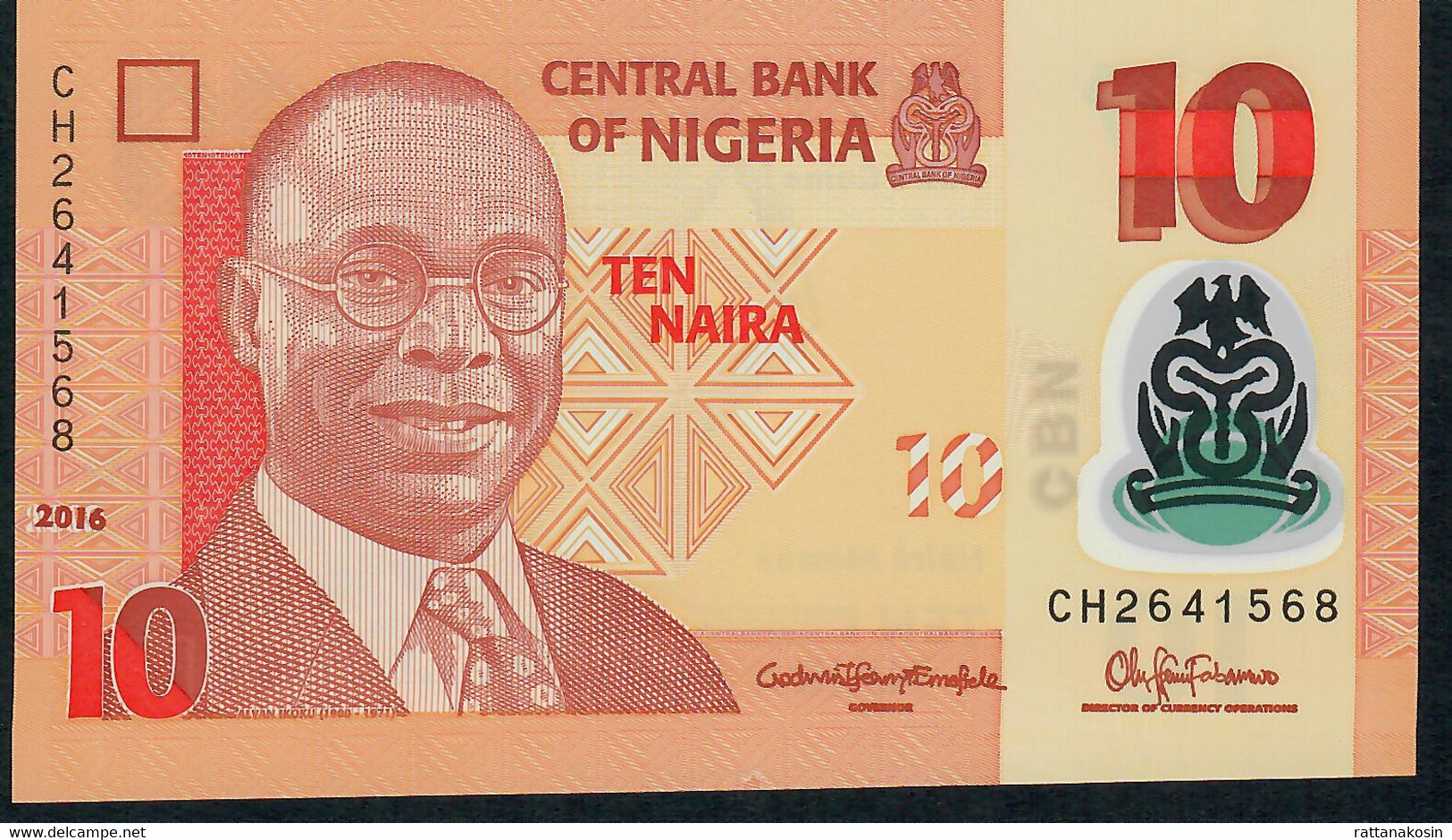NIGERIA P39l 10 NAIRA 2016 #CH  UNC. - Nigeria
