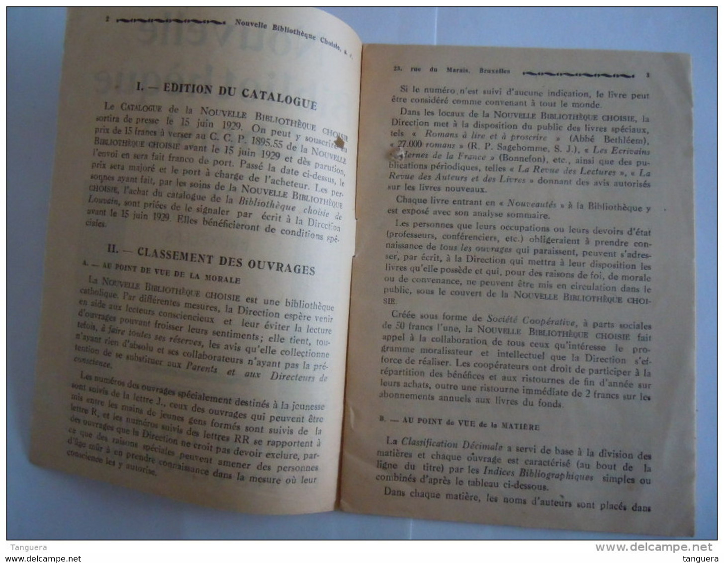 Belgique 1929 Patria Nouvelle Bibliothèque Choisie Vente Et Location De Livres.. Réglement 16 Pages Form 13,3 X 18,7 Cm - Imprimerie & Papeterie