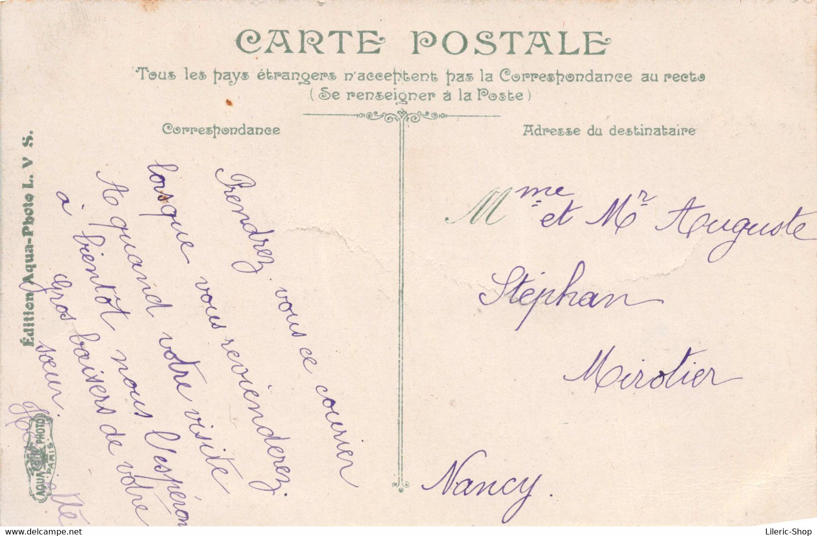 ALGER - Arrivée Du Courrier Transatlantique (belle Animation) - Aqua-Photo L. V. S. N° 40 -- Cpa ±1920  ♦♦♦ - Algerien